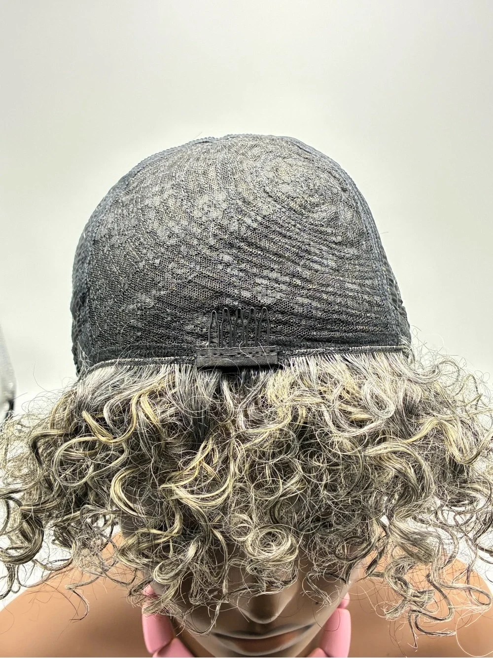 Short Curly human hair Wig in Silver Gray - Women Hair.  Human Hair